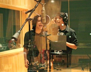 Sam and Luke in studio